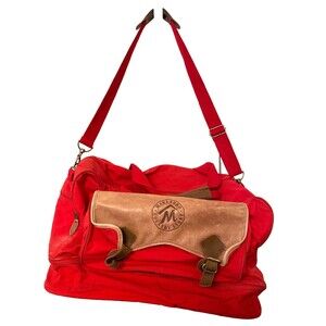 Vtg MARLBORO COUNTRY STORE Duffle Gear Bag Multi-Use Red Nylon Leather Satchel